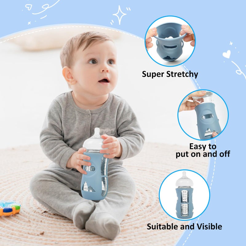 MINMUNJIU 3 Pack Silicone Sleeves for Philips Avent Natural Glass Baby Bottles, Anti Breakage Baby Bottle Holder for Baby Boys, Compatible with Philips Avent Glass Natural Baby Bottle, 8oz - Image 5